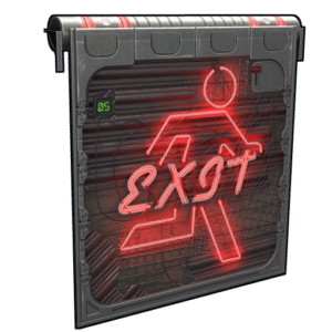 Neon Exit Garage Door
